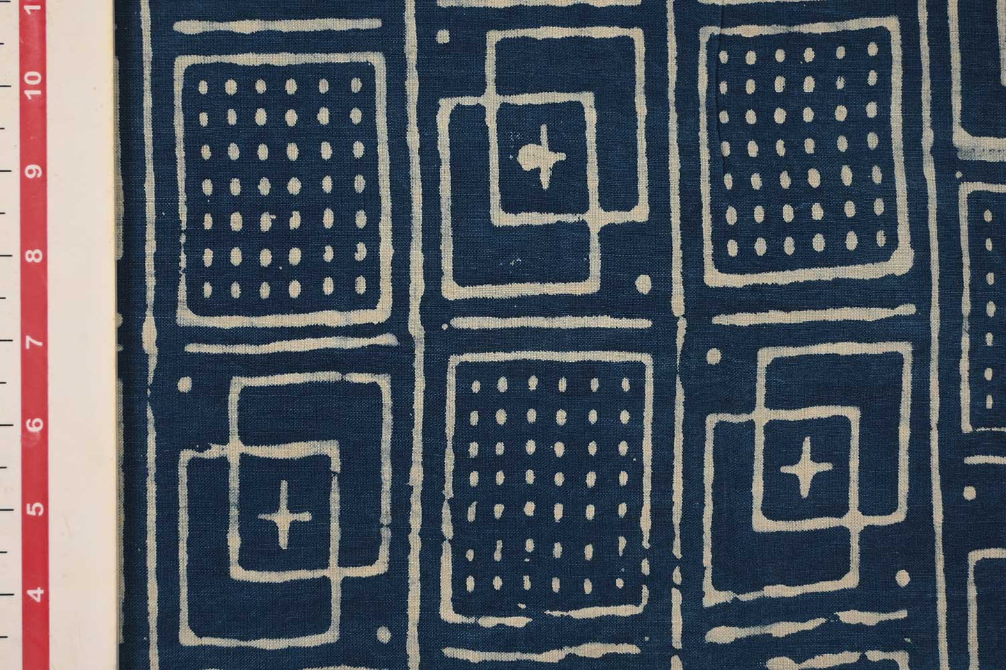 Indigo Studio Grid – Cotton Linen Print Fabric