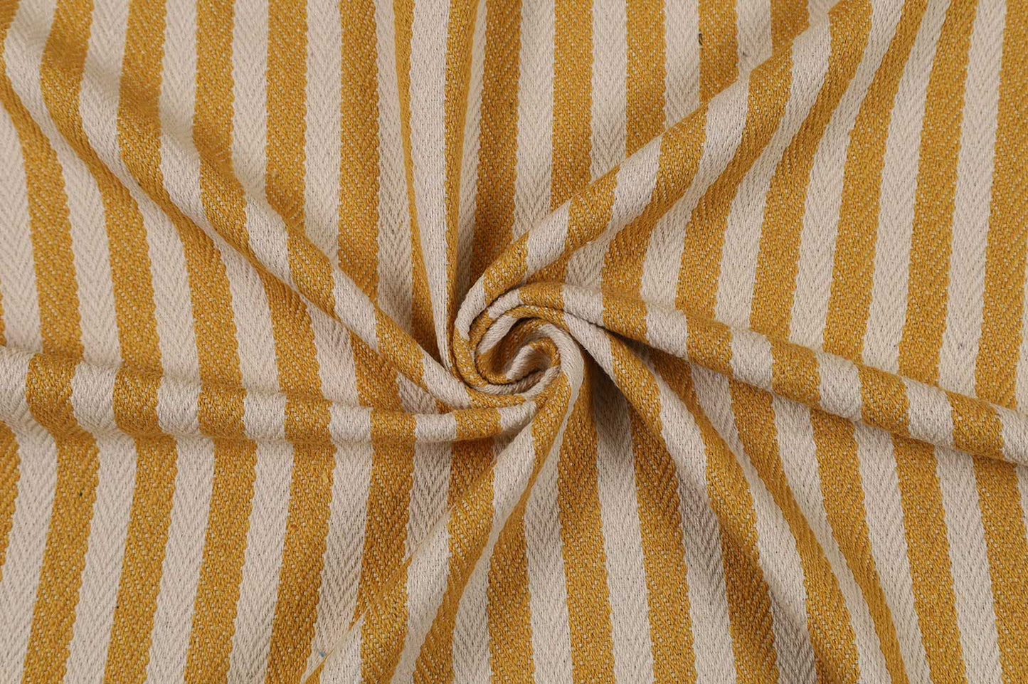 Golden Dune Stripe – Cotton Herringbone Fabric