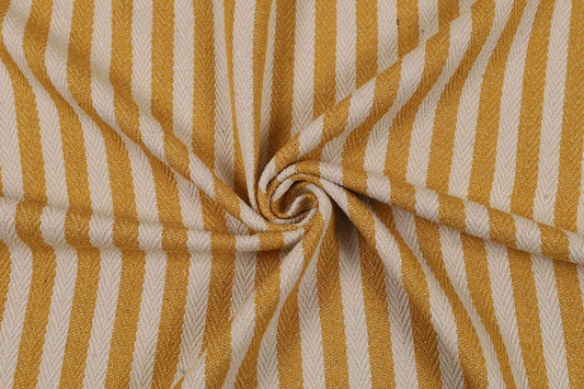 Golden Dune Stripe – Cotton Herringbone Fabric