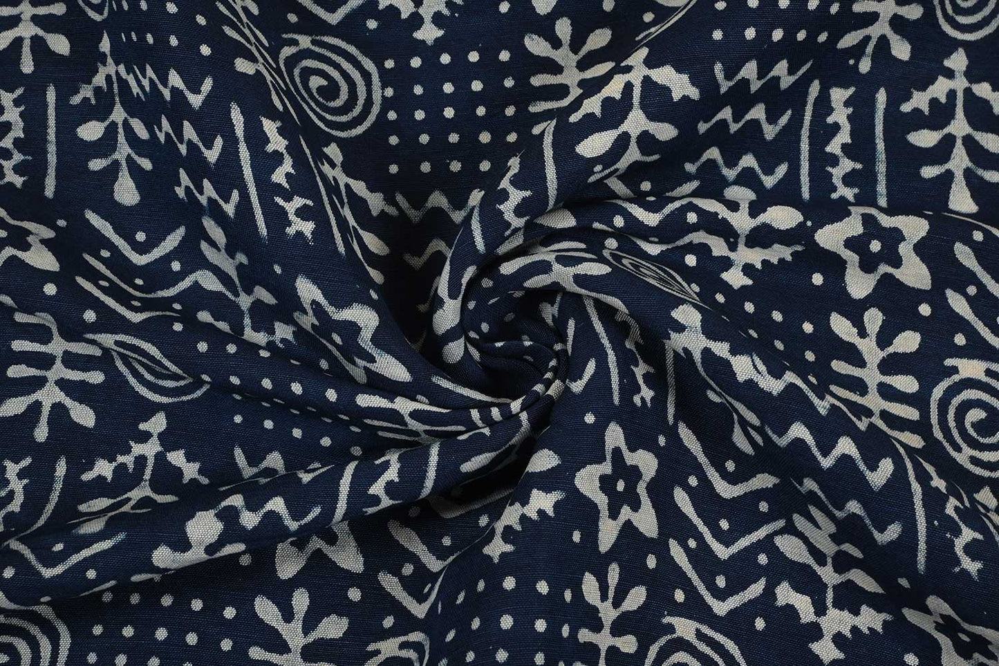 Heritage Motif Indigo – Cotton Blend Print Fabric