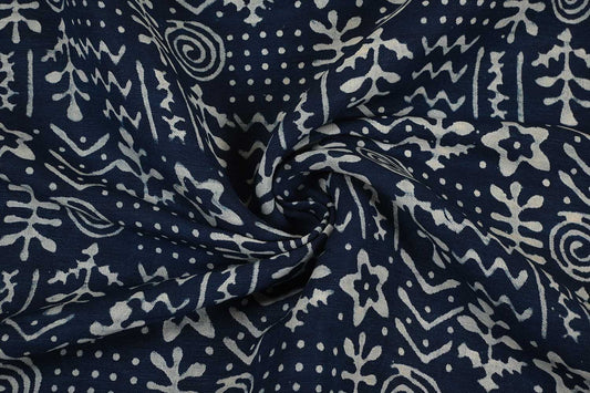Heritage Motif Indigo – Cotton Blend Print Fabric