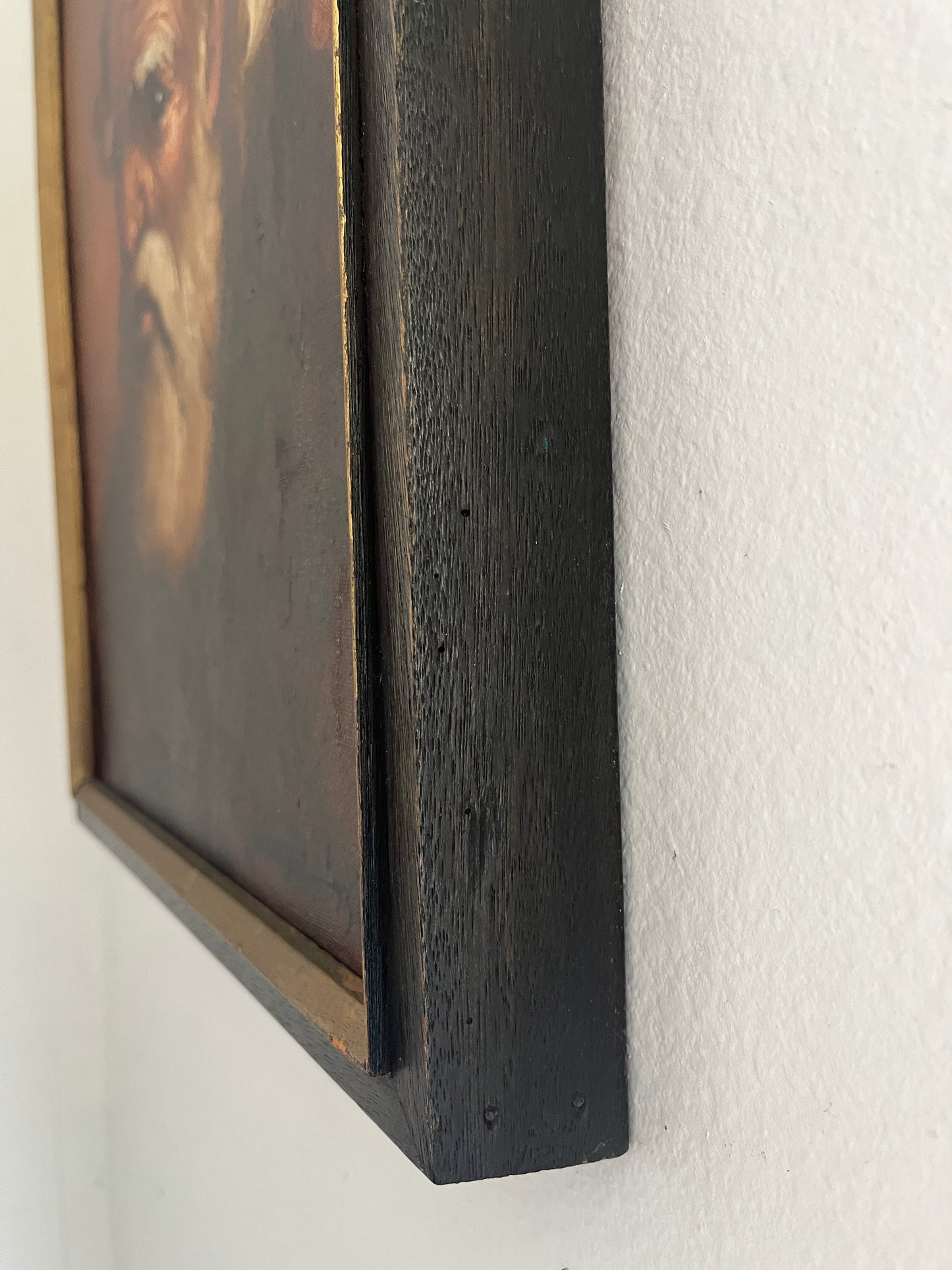Vintage Old Man Portrait Oil Painting