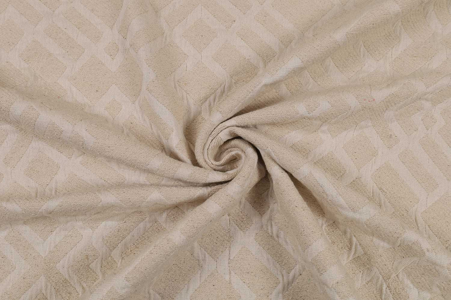 Ivory Grid Weave – Cotton Jacquard Fabric