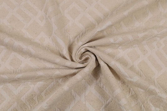 Ivory Grid Weave – Cotton Jacquard Fabric