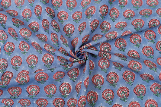 Petal Bloom Repeat – Block Print Cotton Blend Fabric